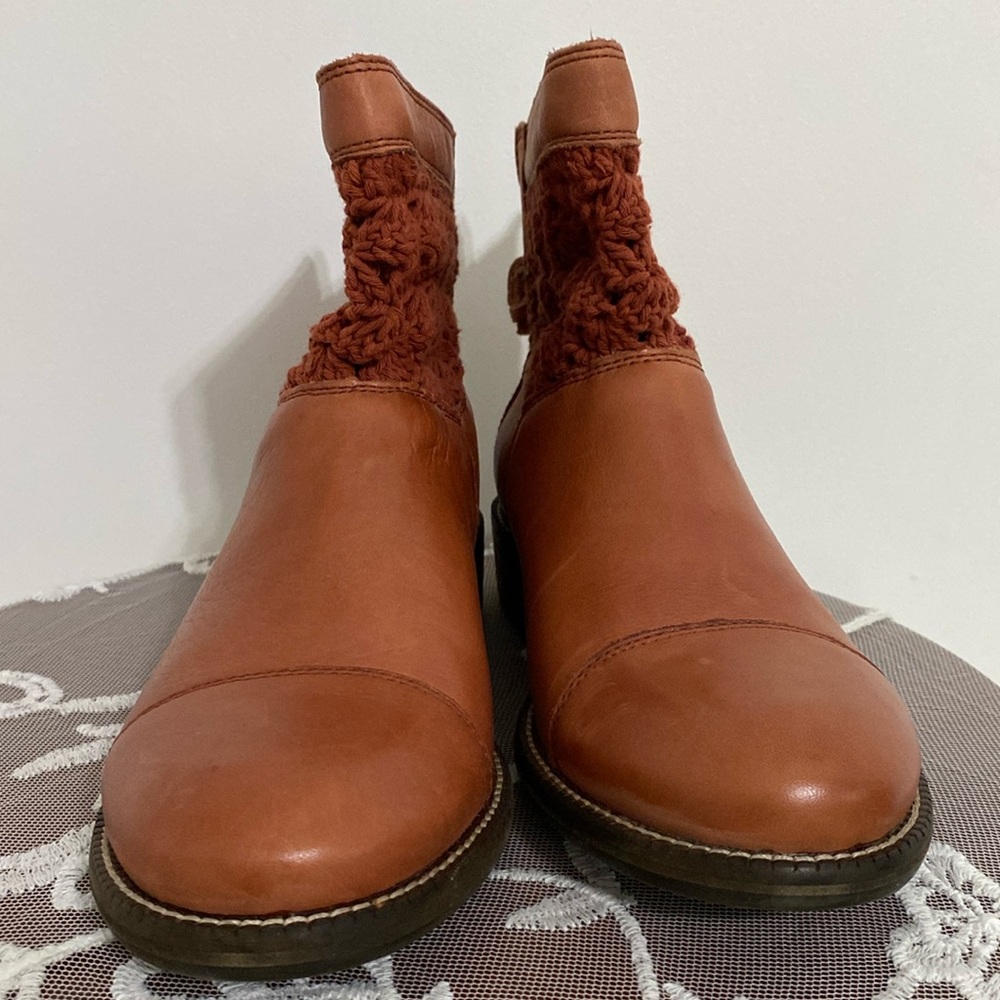 Boho Leather and Crochet Boots - Picture 1 of 9